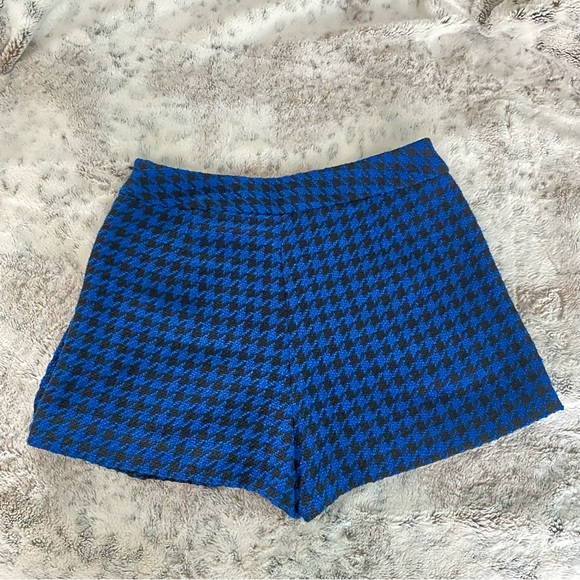 Zara Blue Houndstooth Box Pleat Skort Skirt Nwt Size XS - Picture 14 of 16